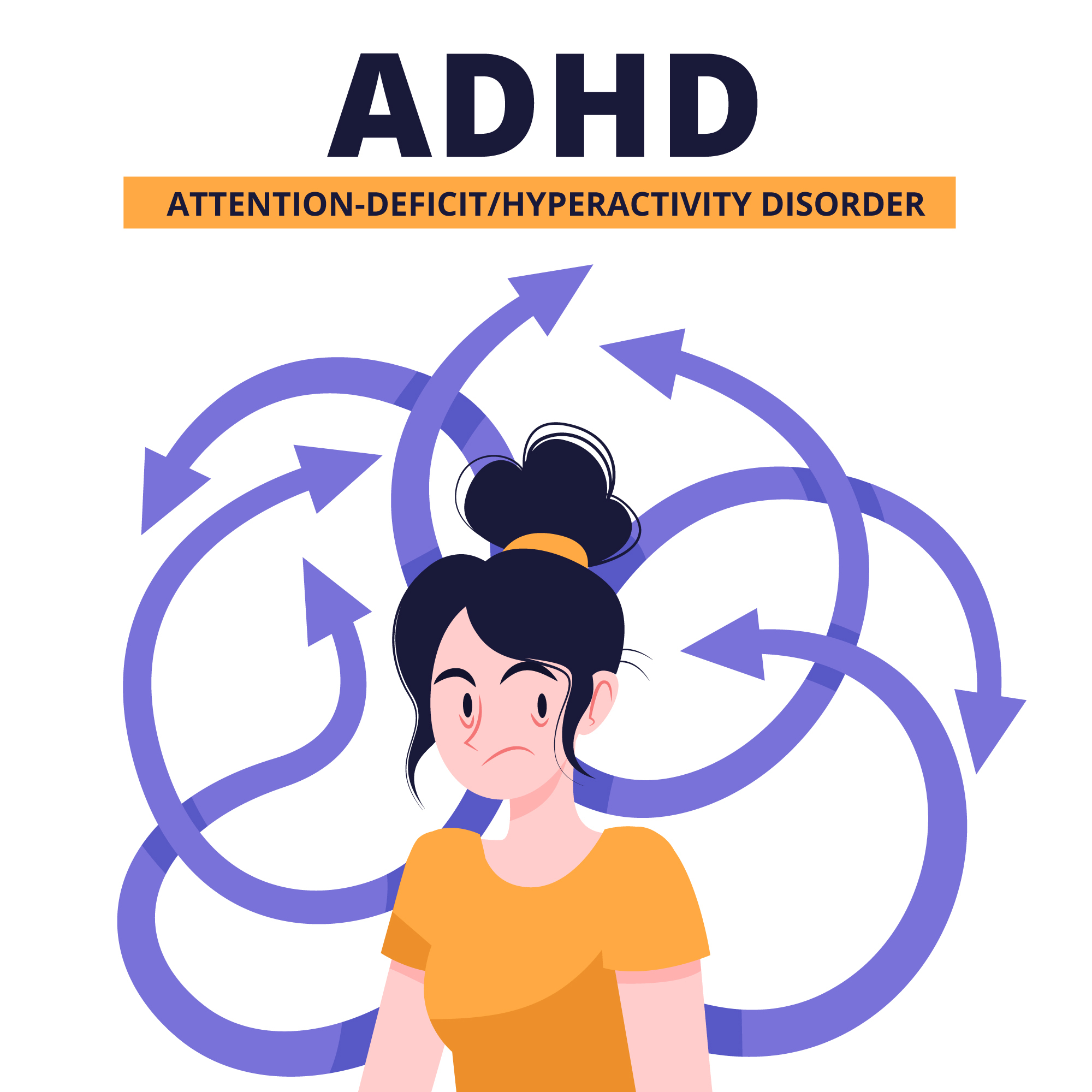 This is an image of a woman experiencing confusion due to ADHD symptoms.